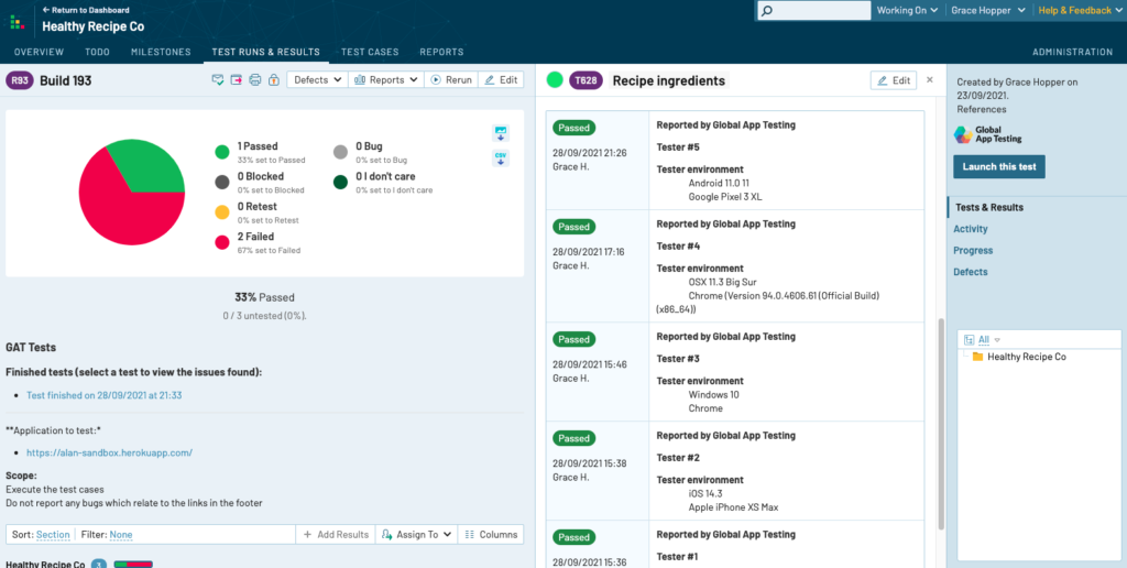 2 View test case results in TestRail