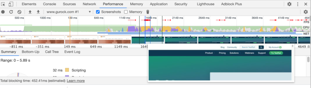 performance tab