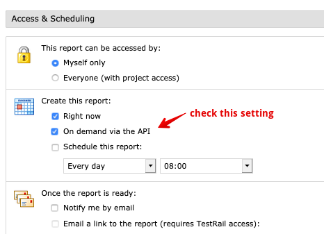 API Report Settings