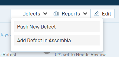 TestRail Release 6.4 Push Defect drop-down