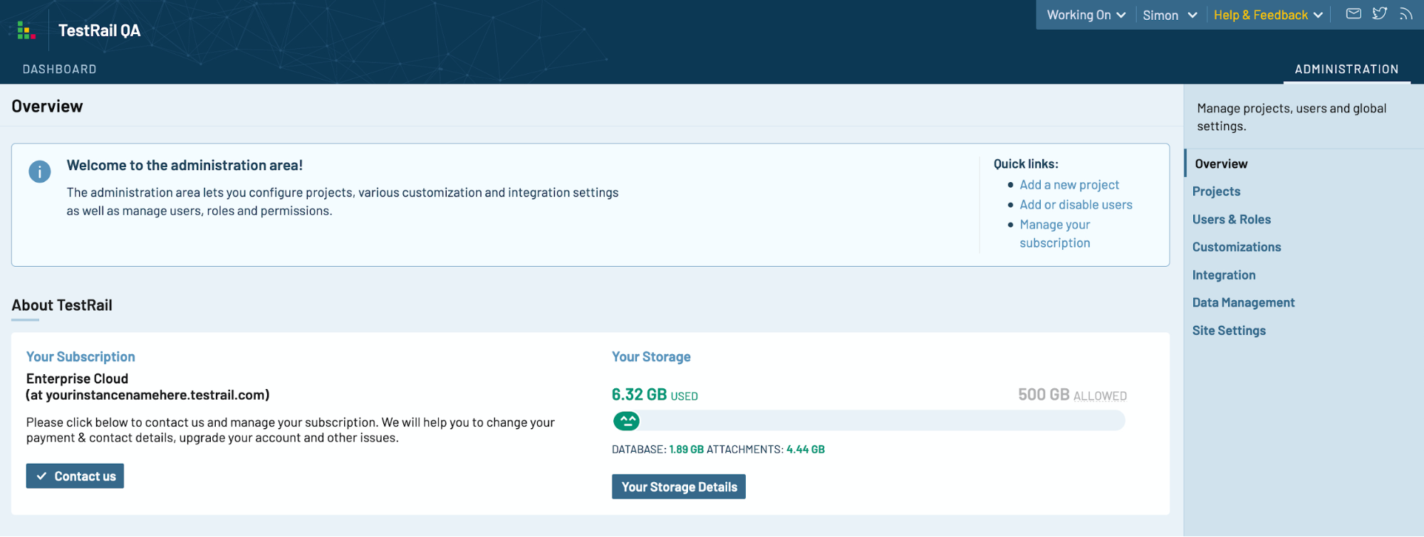 TestRail data storage overview